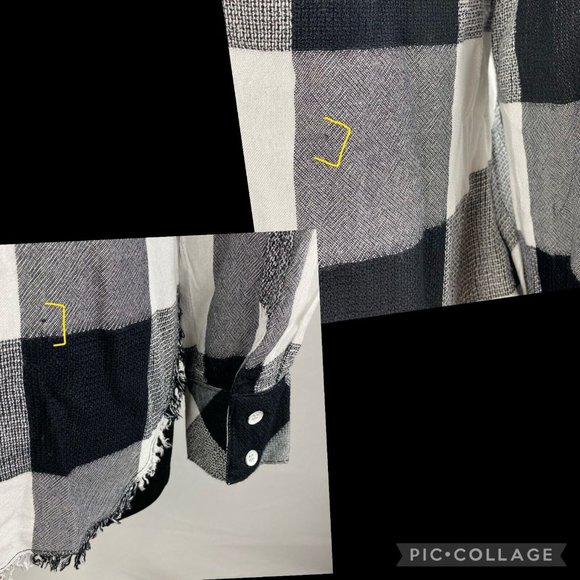 Bella Dahl XS Plaid Collared Button Up Front & Back Hi-Lo Fringe Hem Top - Picture 9 of 12